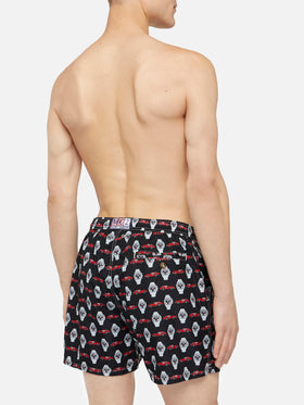 Lightweight fabric swim shorts Lighting with watch print