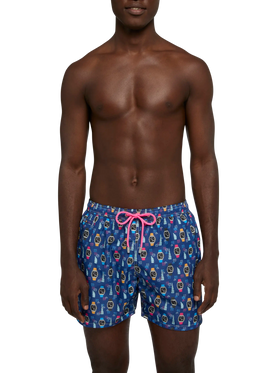 Lightweight fabric swim shorts Lighting with watch print