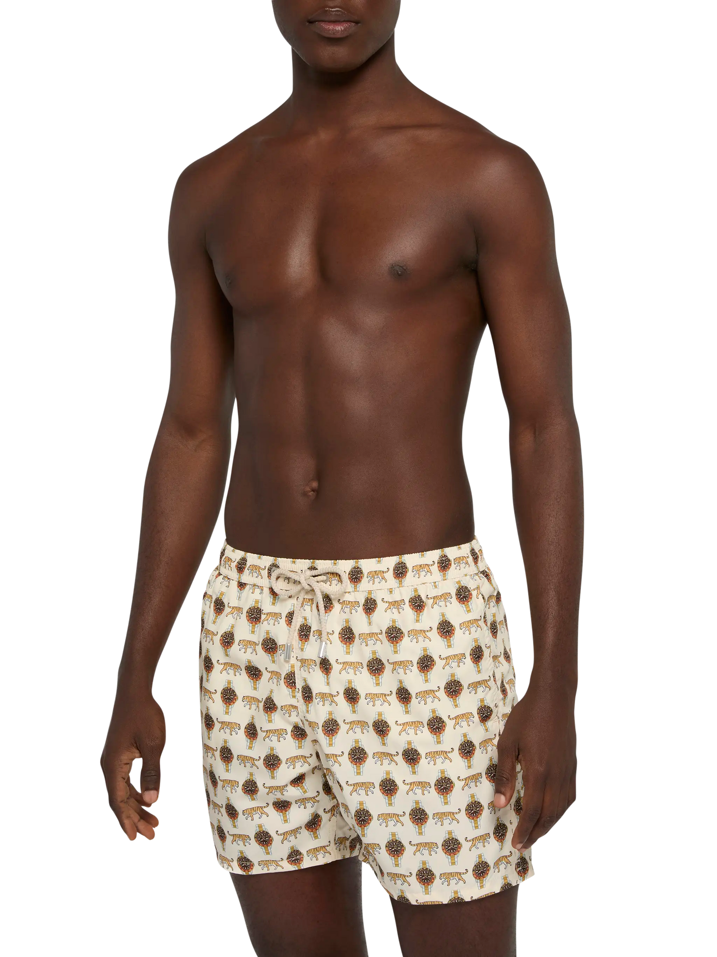 Lightweight fabric swim shorts Lighting with watch print