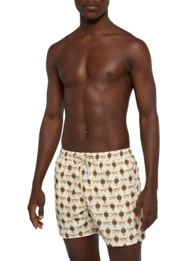Lightweight fabric swim shorts Lighting with watch print