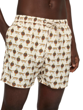 Lightweight fabric swim shorts Lighting with watch print