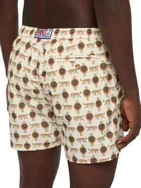 Lightweight fabric swim shorts Lighting with watch print