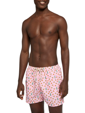 Lightweight fabric swim shorts Lighting with caviar and bollicine print