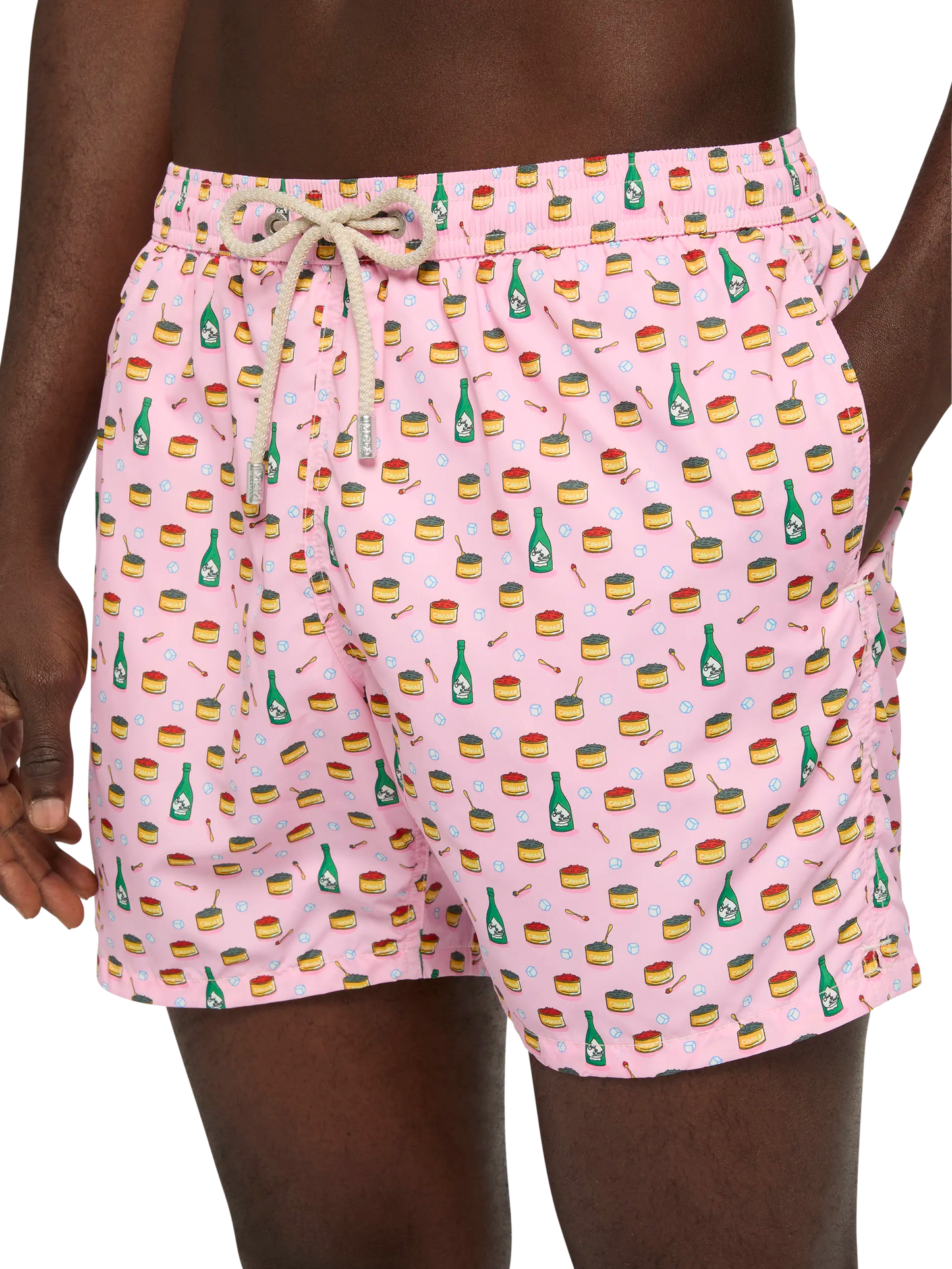 Lightweight fabric swim shorts Lighting with caviar and bollicine print