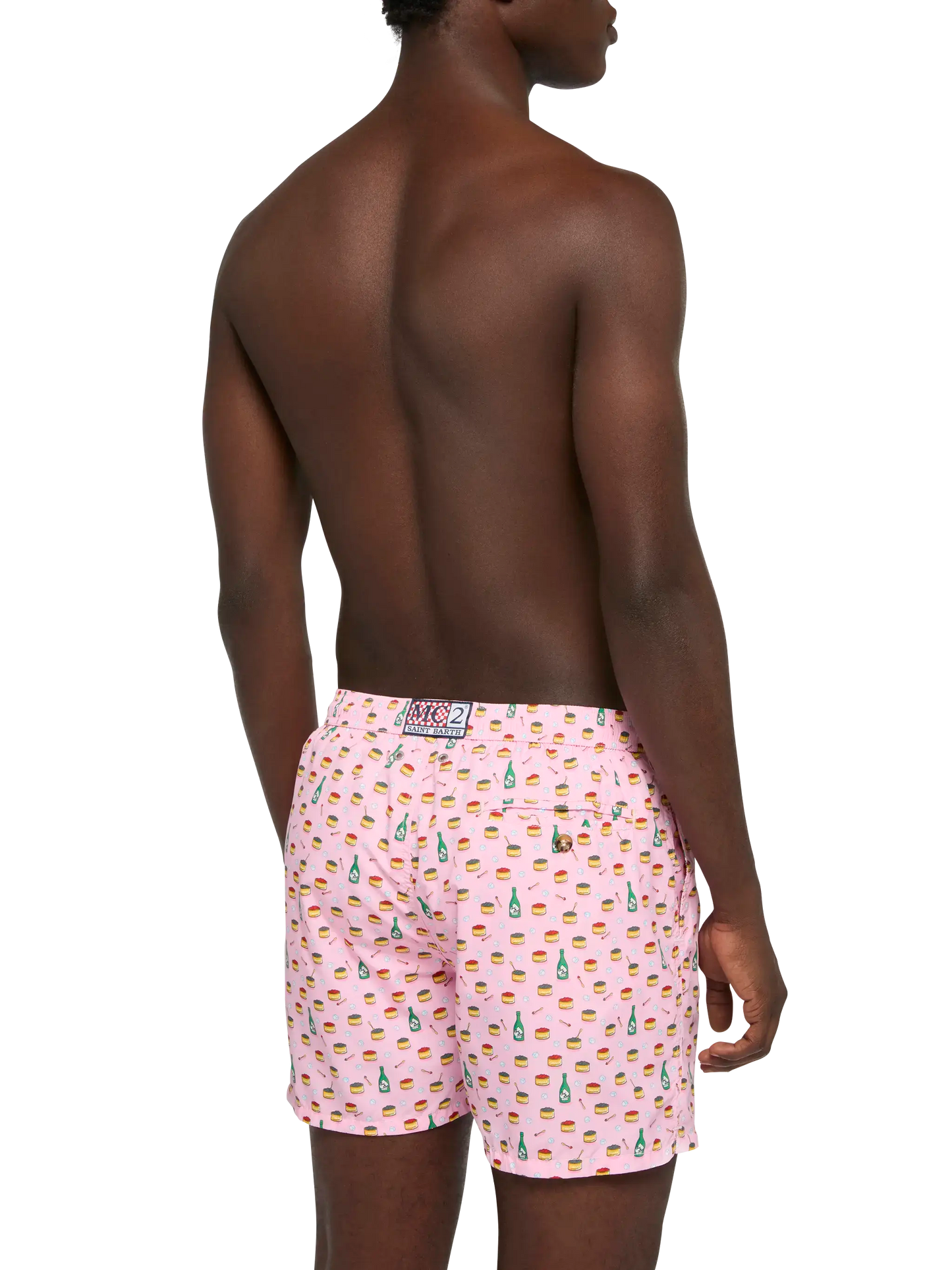Lightweight fabric swim shorts Lighting with caviar and bollicine print
