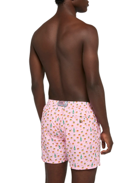 Lightweight fabric swim shorts Lighting with caviar and bollicine print