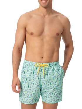 Lightweight fabric swim shorts Lighting with oyster and bottle print
