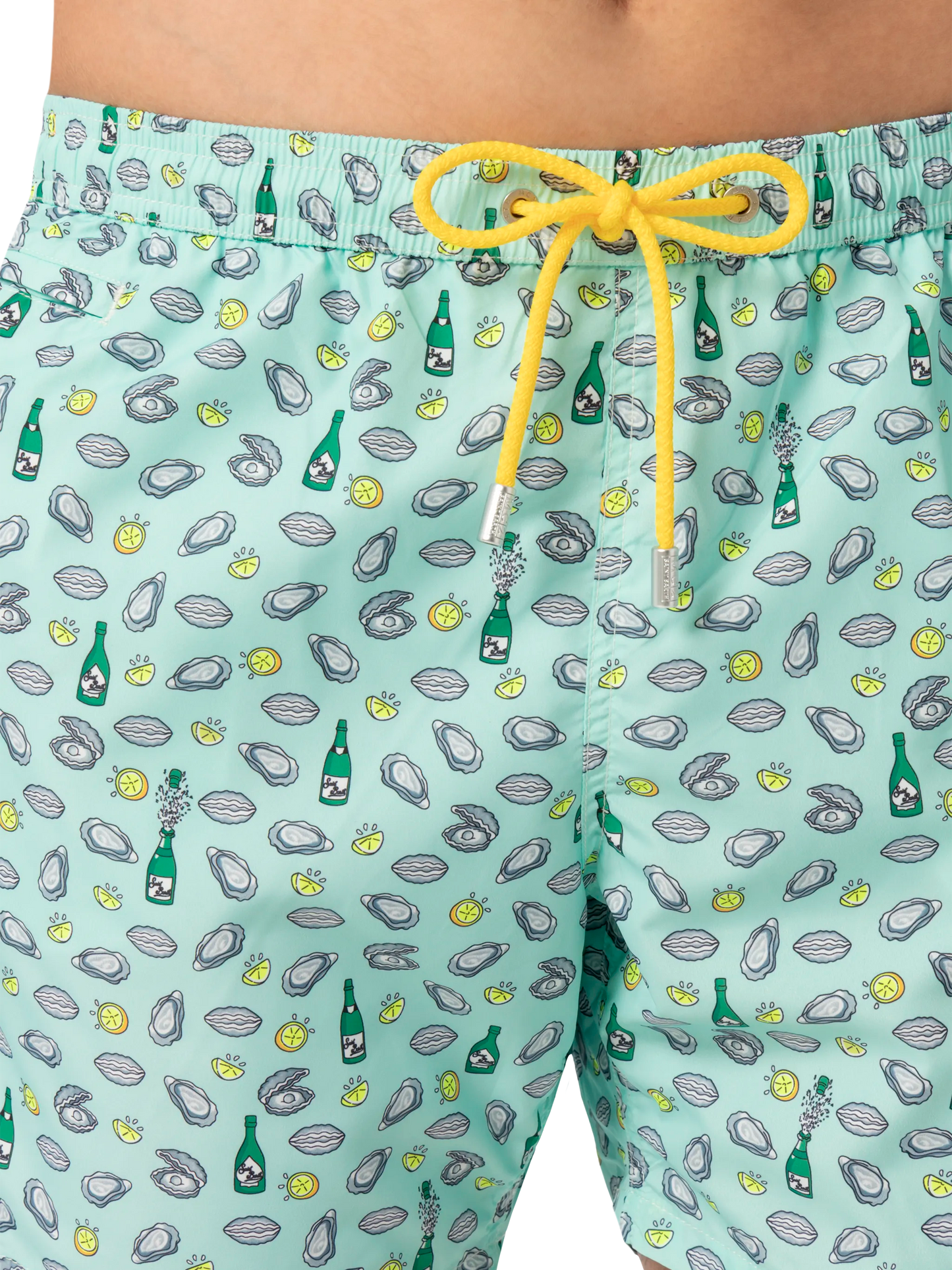 Lightweight fabric swim shorts Lighting with oyster and bottle print