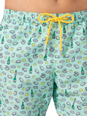Lightweight fabric swim shorts Lighting with oyster and bottle print