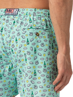 Lightweight fabric swim shorts Lighting with oyster and bottle print