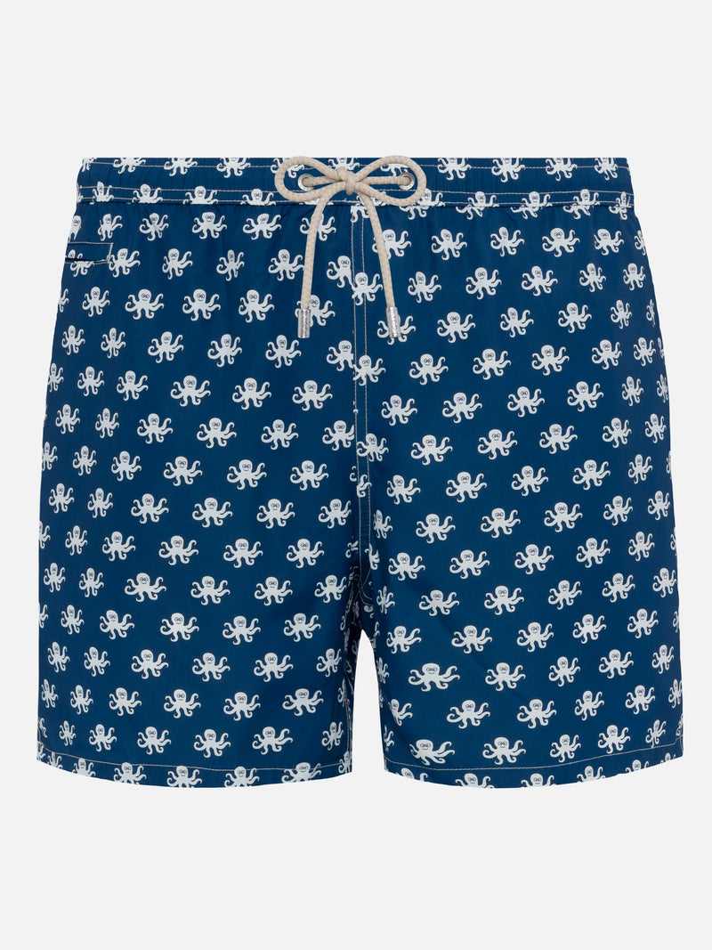 Lightweight fabric swim shorts Lighting with octopus print