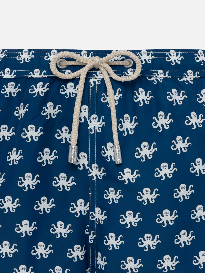 Lightweight fabric swim shorts Lighting with octopus print