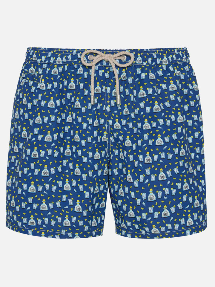 Man light fabric swim shorts with tequila print