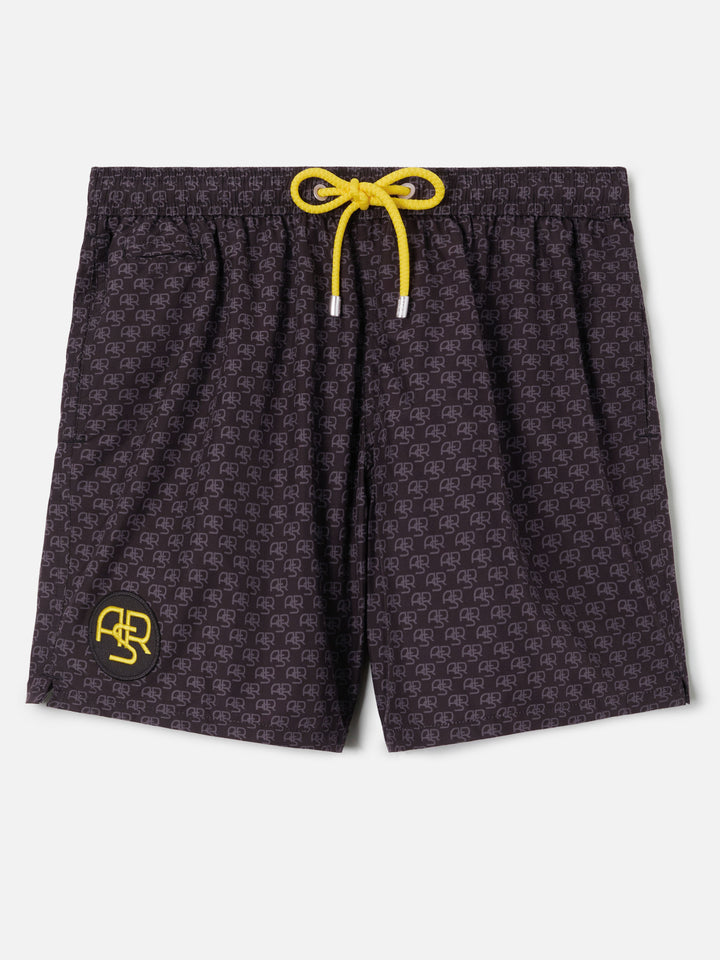 Lightweight fabric swim-shorts Lighting with Roma print | AS ROMA SPECIAL EDITION