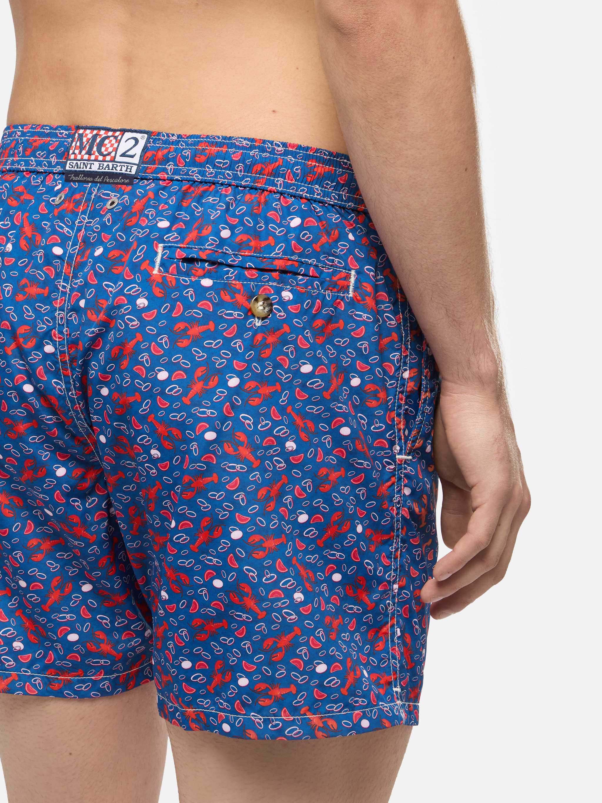 Lightweight fabric swim shorts Lighting with lobster print