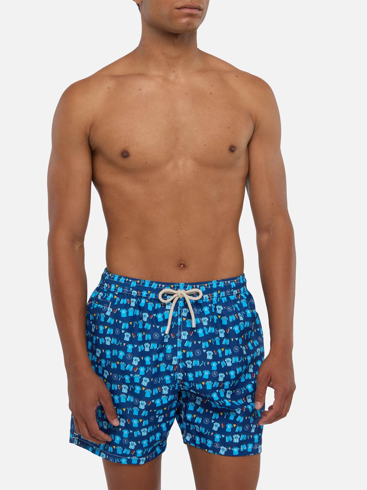 Marineblaue Lighting Micro Fantasy Badeshorts mit SSC Napoli Balconi-Print | SSC NAPOLI SPECIAL EDITION 