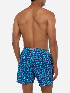Marineblaue Lighting Micro Fantasy Badeshorts mit SSC Napoli Balconi-Print | SSC NAPOLI SPECIAL EDITION 
