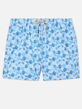 Light blue Lighting Micro swim shorts with reef all-over print