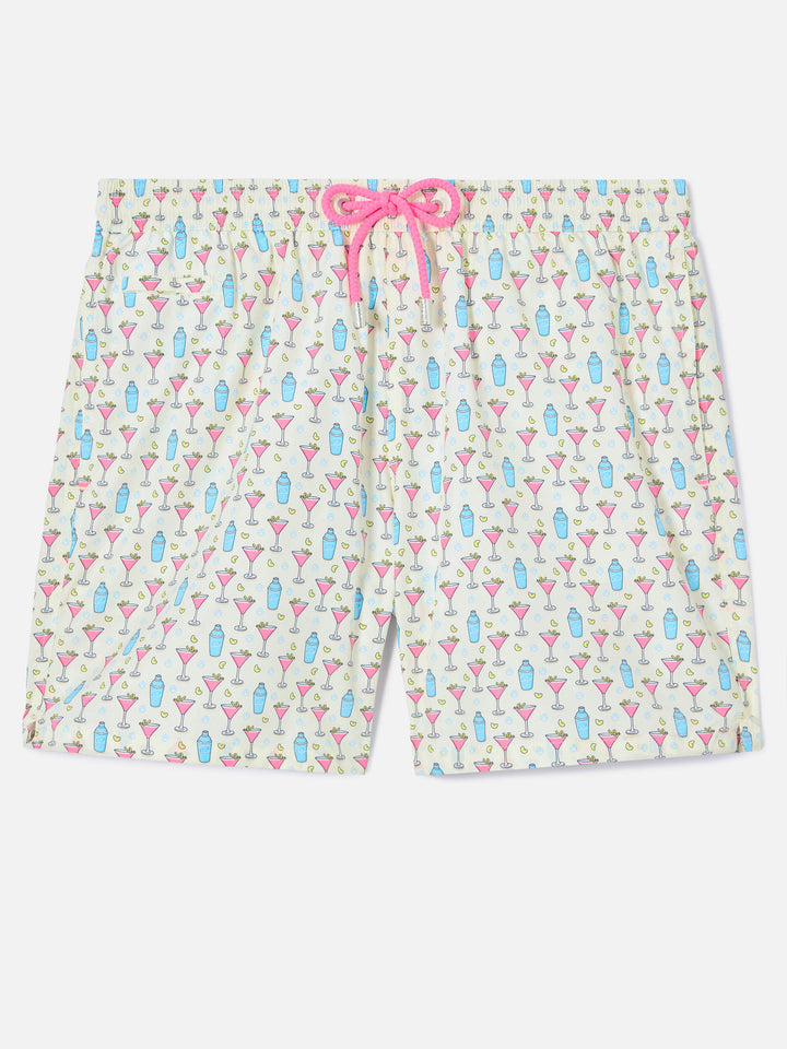 White Lighting Micro swim shorts with cosmo all-over print