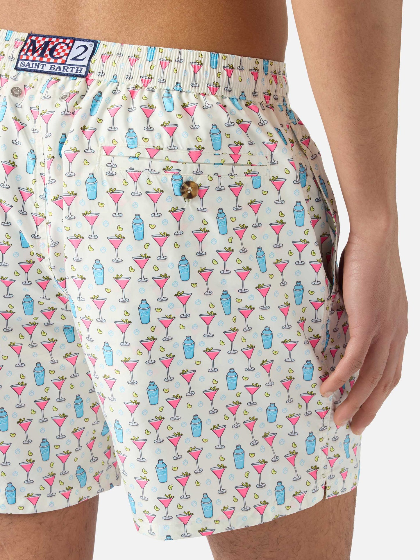 Costume mare Lighting Micro bianco con stampa cosmo all-over