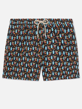 Black Lighting Micro swim shorts with negroni all-over print