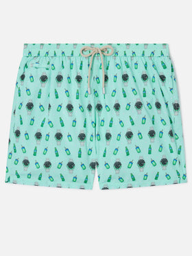 Mint green Lighting Micro swim shorts with left watch print