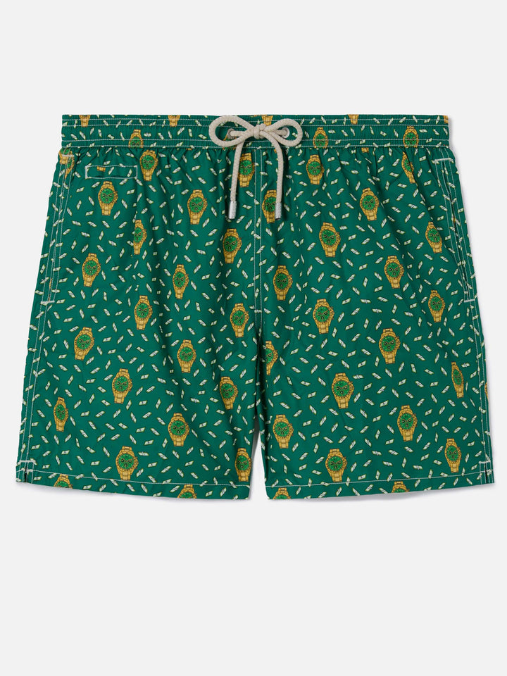 Green Lighting Micro swim shorts with rich mayer all-over print
