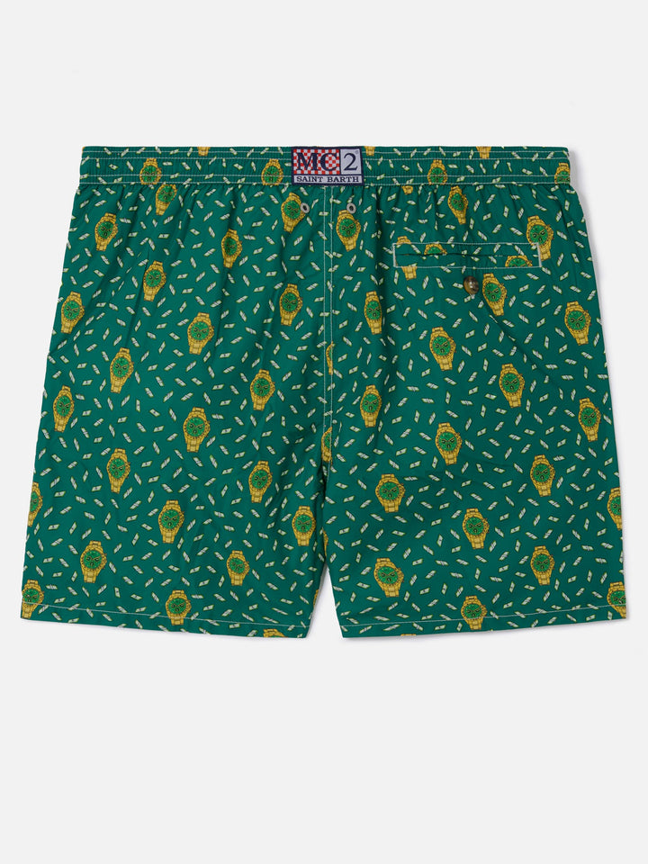 Green Lighting Micro swim shorts with rich mayer all-over print