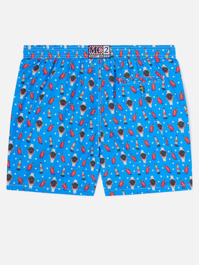 Blaue Lighting Micro-Badeshorts mit Watch Red Cola-Print 