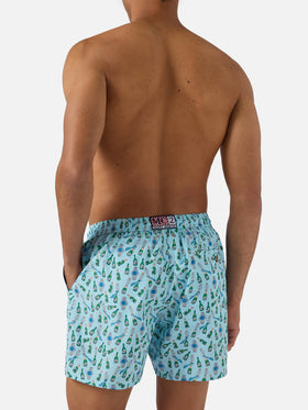 Light blue Lighting Micro swim shorts with watch sabrage print