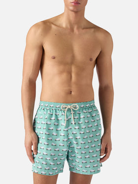 Light green Lighting Micro swim shorts with mini cars print