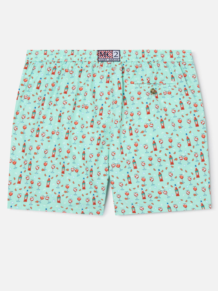 Light green Lighting Micro swim shorts with Aperol print | Special Edition