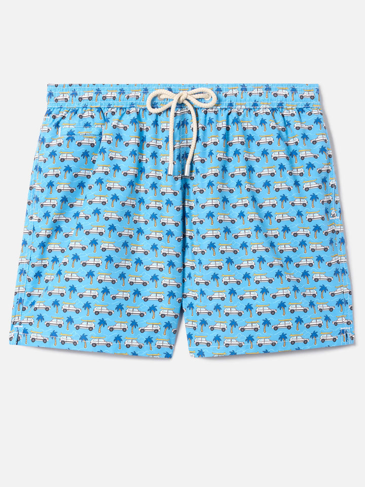 Light blue Lighting Micro swim shorts with Fiat Panda print | Special Edition