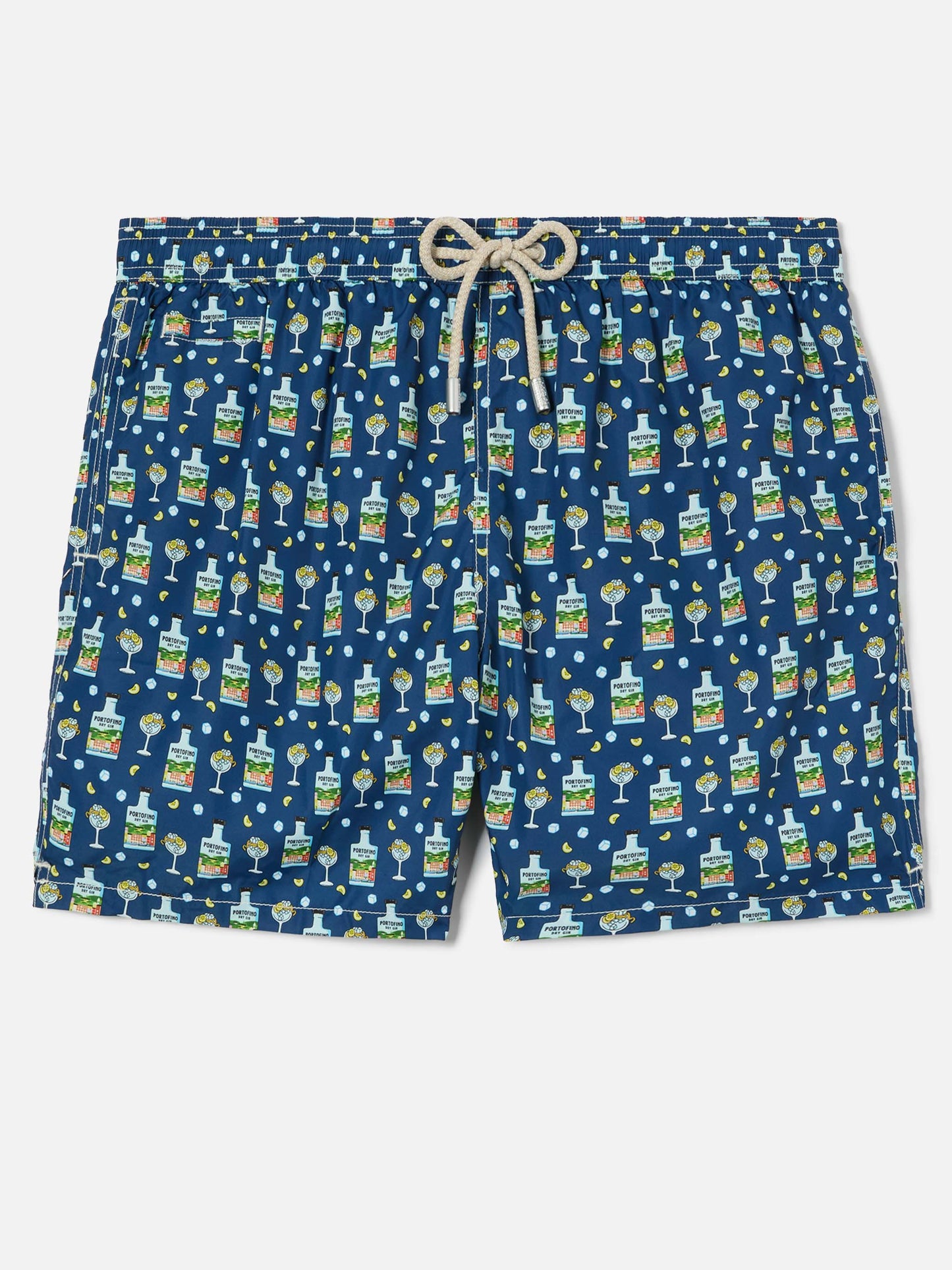 Navy Lighting Micro swim shorts with Portofino Gin print | Special Edition