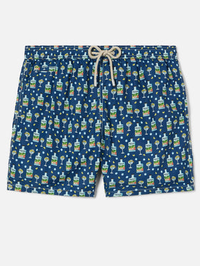 Navy Lighting Micro swim shorts with Portofino Gin print | Special Edition