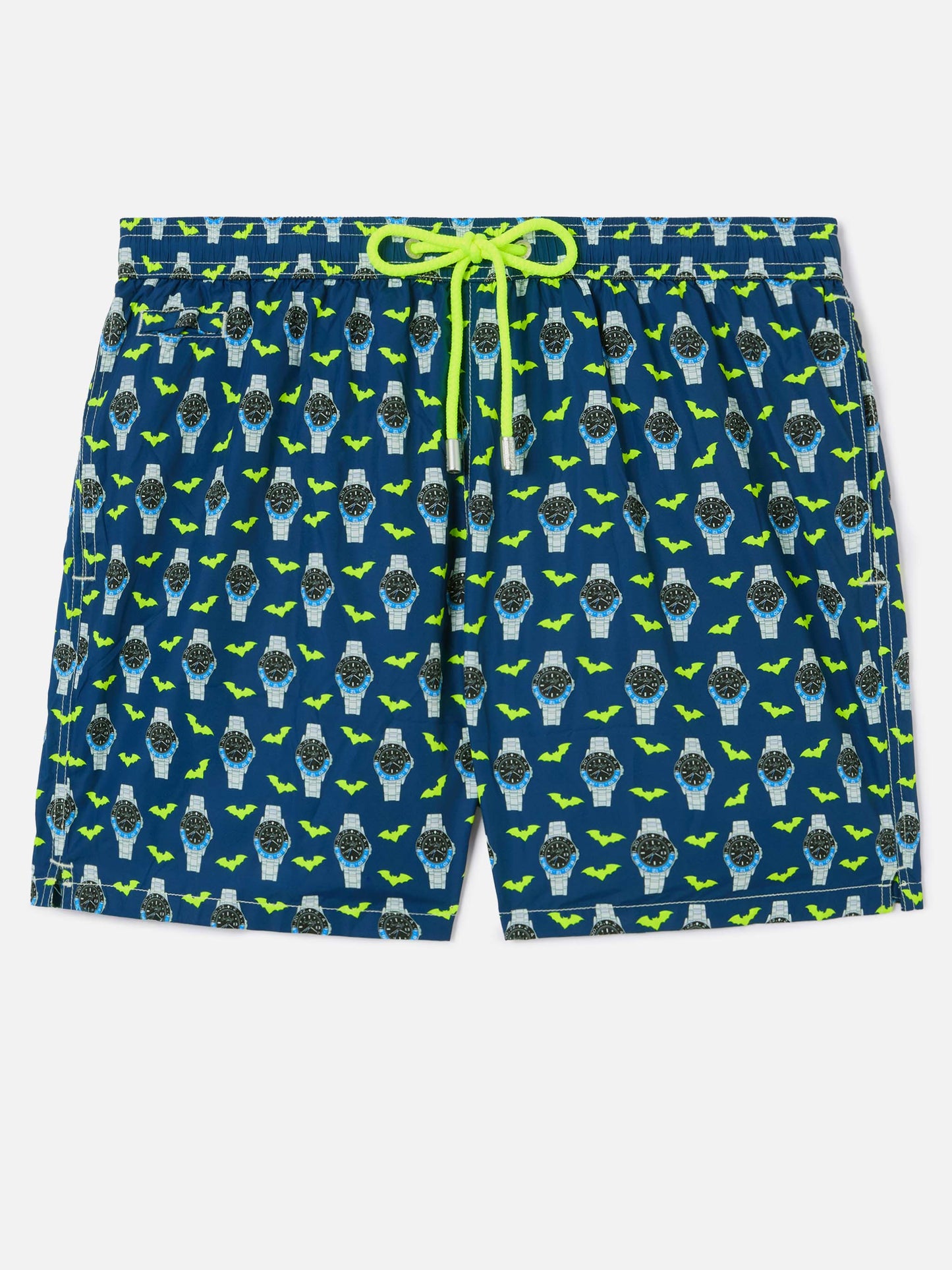 Navy blue Lighting Micro swim shorts with watch bat o'clock print