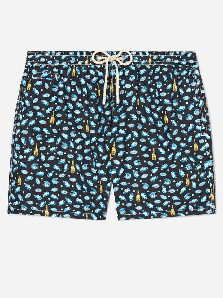 Black Lighting Micro swim shorts with watch and oyster print
