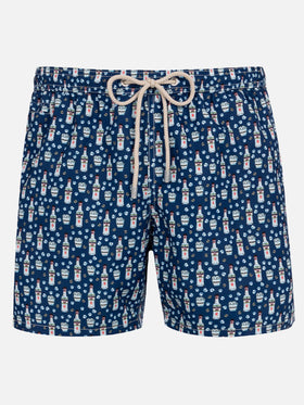 Man lightweight fabric swim-shorts Lighting Micro Fantasy with Sambuca Molinari print| SAMBUCA MOLINARI SPECIAL EDITION
