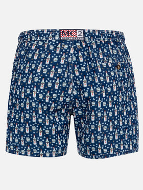 Man lightweight fabric swim-shorts Lighting Micro Fantasy with Sambuca Molinari print| SAMBUCA MOLINARI SPECIAL EDITION