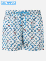 Badeshorts für Herren aus leichtem Stoff mit Crab Party- und Napoli-Logo-Aufdruck | SSC NAPOLI SPECIAL EDITION