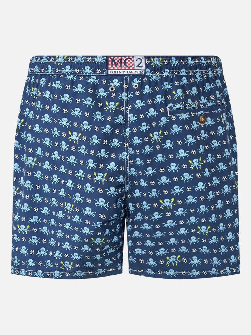 Man lightweigth fabric swim shorts with Squid and Napoli logo print | SSC NAPOLI SPECIAL EDITION