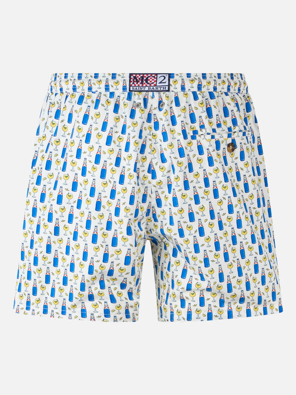 Man lightweight fabric swim shorts with Blanc 1664 print | BLANC 1664 SPECIAL EDITION