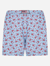 Man lightweight fabric swim-shorts Lighting Micro Fantasy with Lobster print