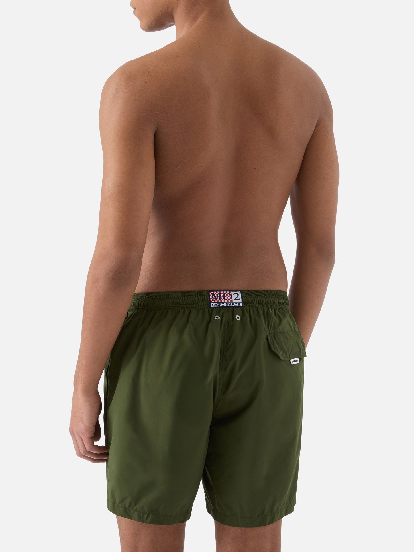 Lighting Pantone swim shorts in solid military green | Special Edition
