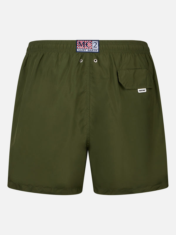 Man lightweight fabric military green swim shorts Lighting Pantone | PANTONE® SPECIAL EDITION