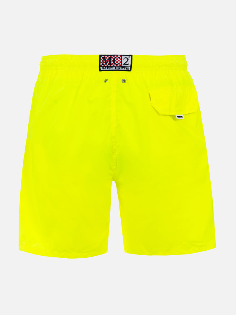 Man lightweight fabric fluo yellow swim shorts Lighting Pantone | PANTONE® SPECIAL EDITION