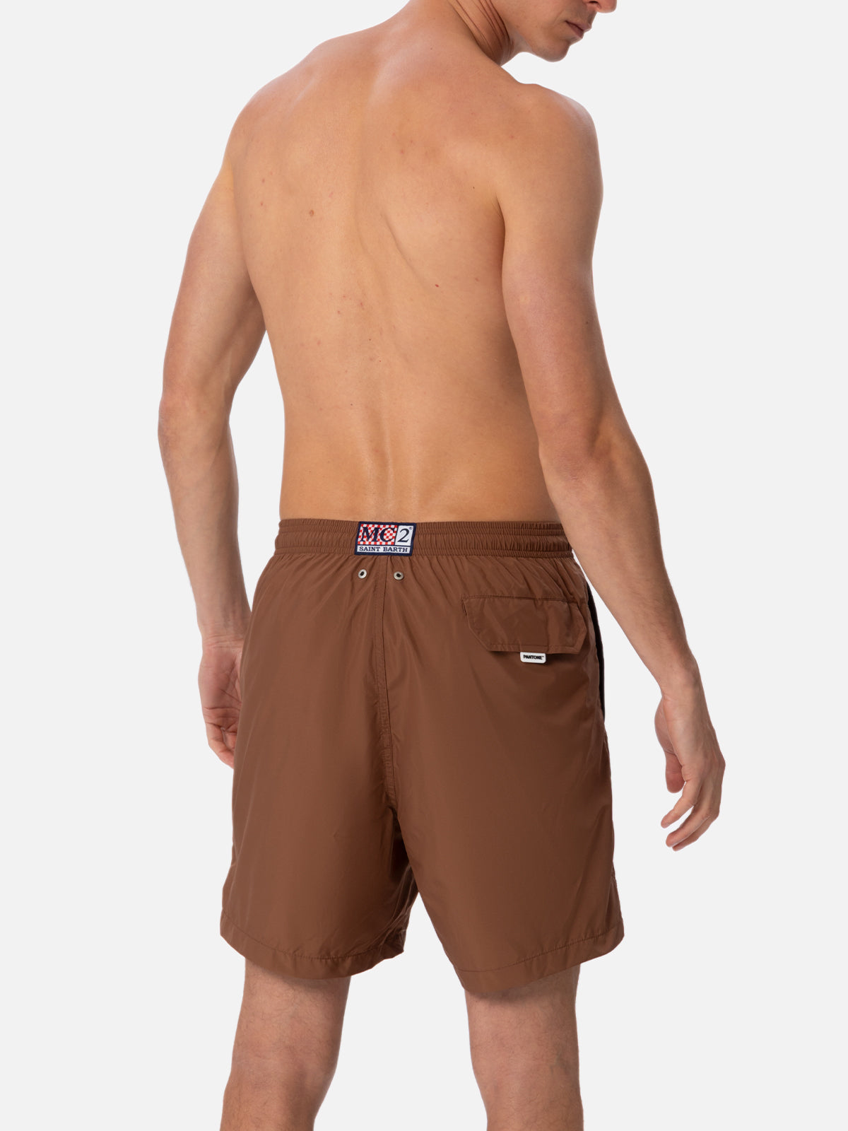 Man lightweight fabric brown swim shorts Lighting Pantone | PANTONE® SPECIAL EDITION