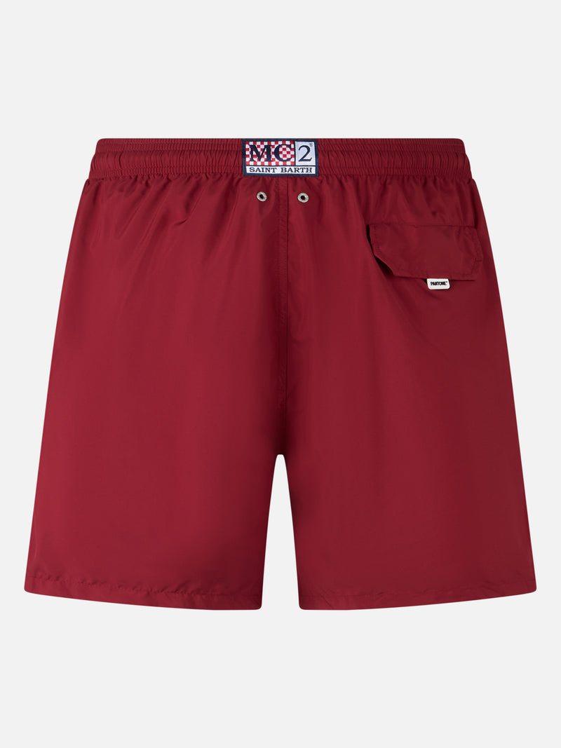 Man lightweight fabric burgundy swim-shorts Lighting Pantone | PANTONE SPECIAL EDITION