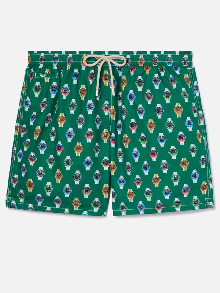 Lighting Micro swim shorts with all-over watch print