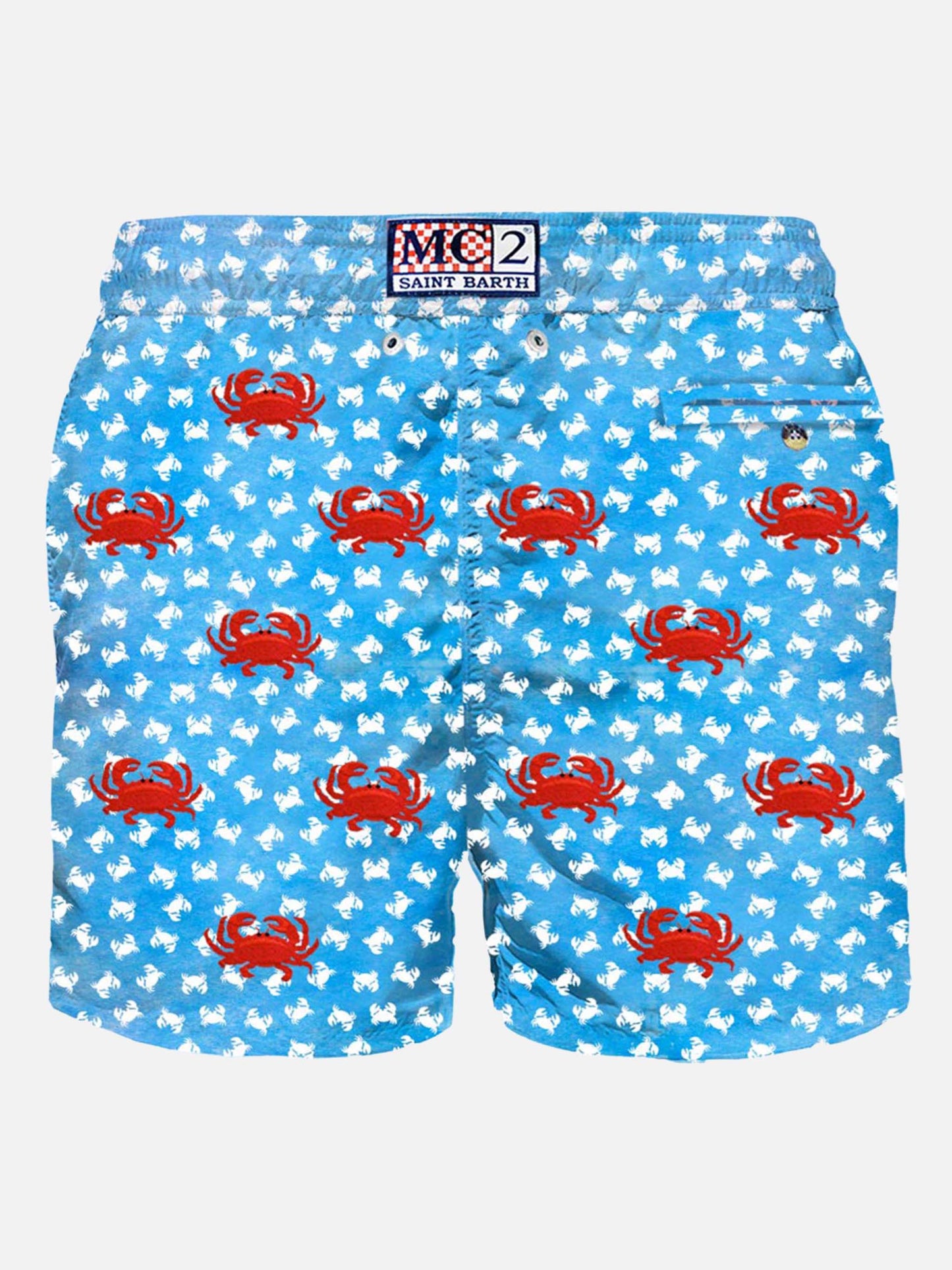 Costume da bagno da uomo in tessuto leggero con ricamo granchi